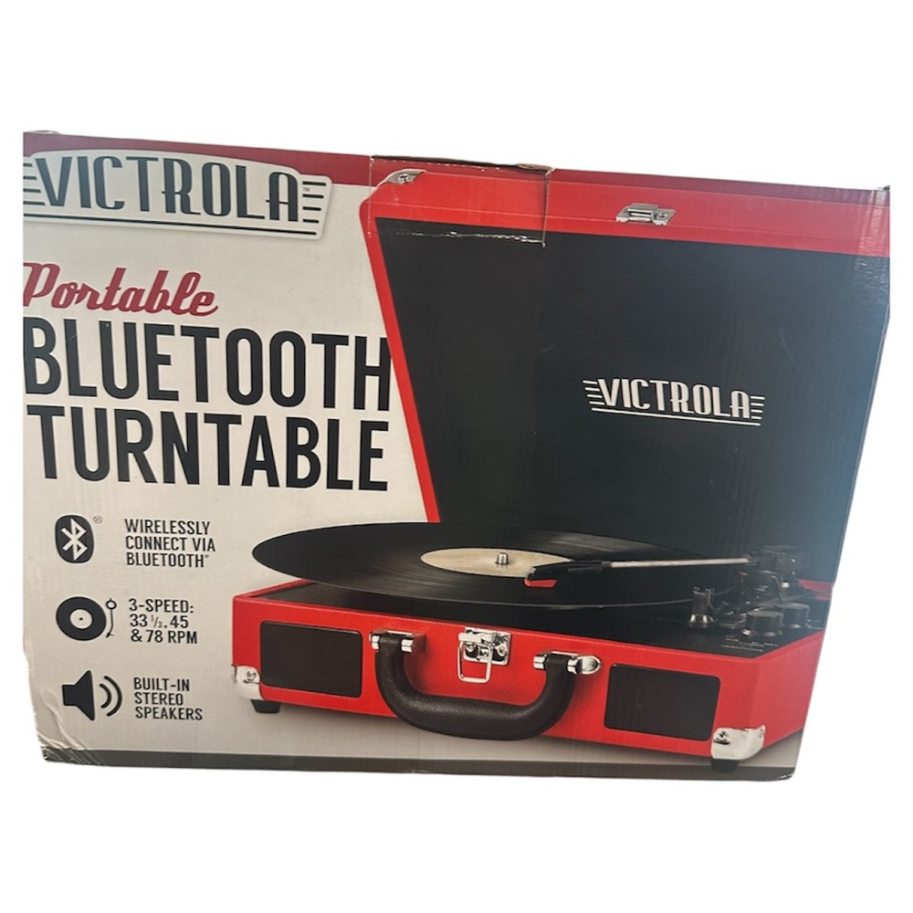 Red Portable Bluetooth Turntable
